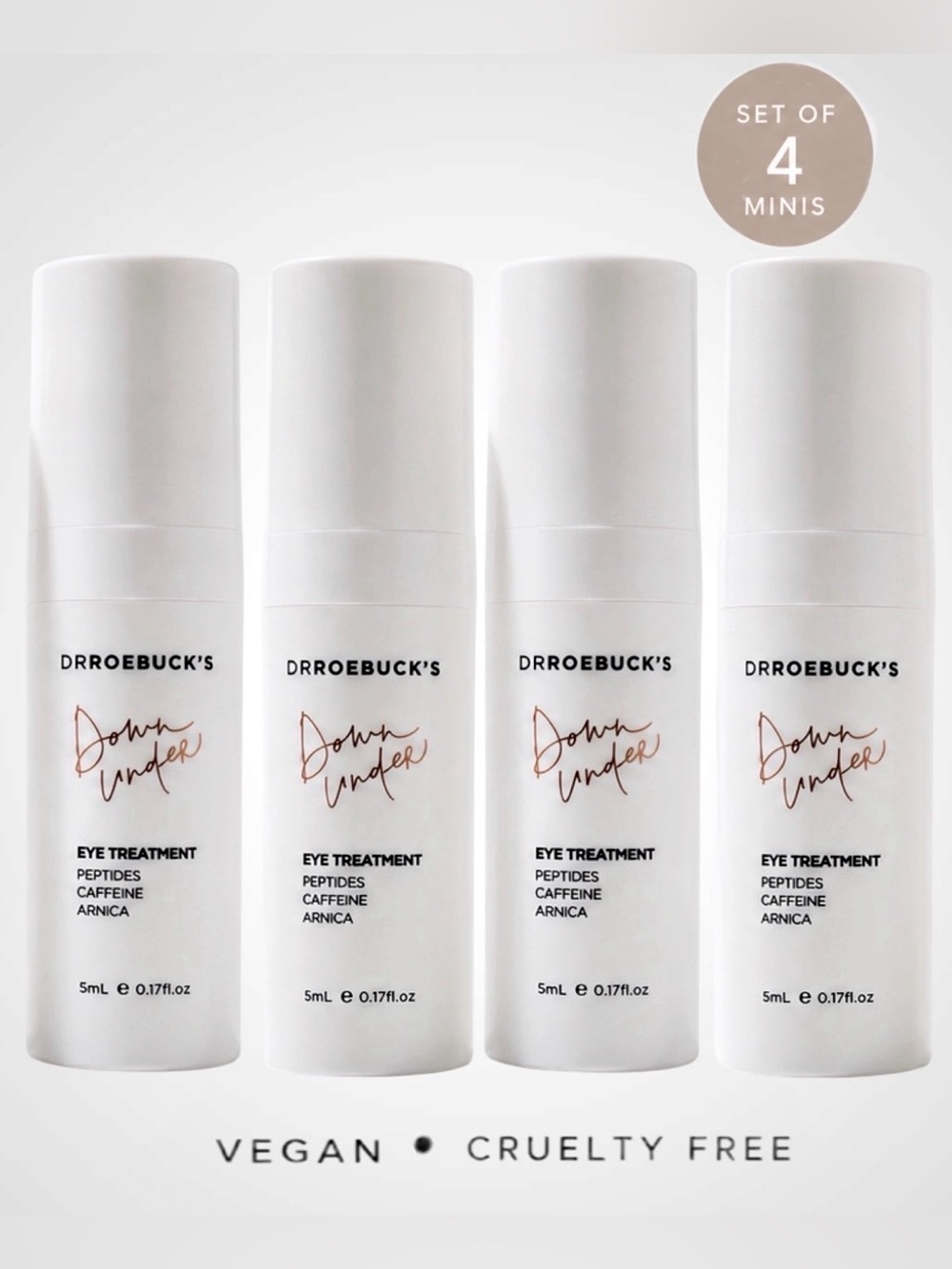Dr Roebuck’s Down Under Eye Treatment Cream 4 Piece Mini Set Peptides Caffeine